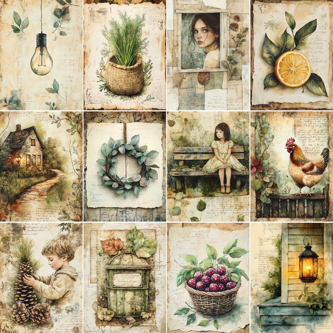 Herbal Garden Junk Journal Pages: Botanical Scrapbook Paper (digital ...