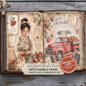 Apple Harvest Double Pages, Fall Cottagecore Journal Kit, Rustic Orchard Ephemera, Cozy Farmhouse Papers image 8