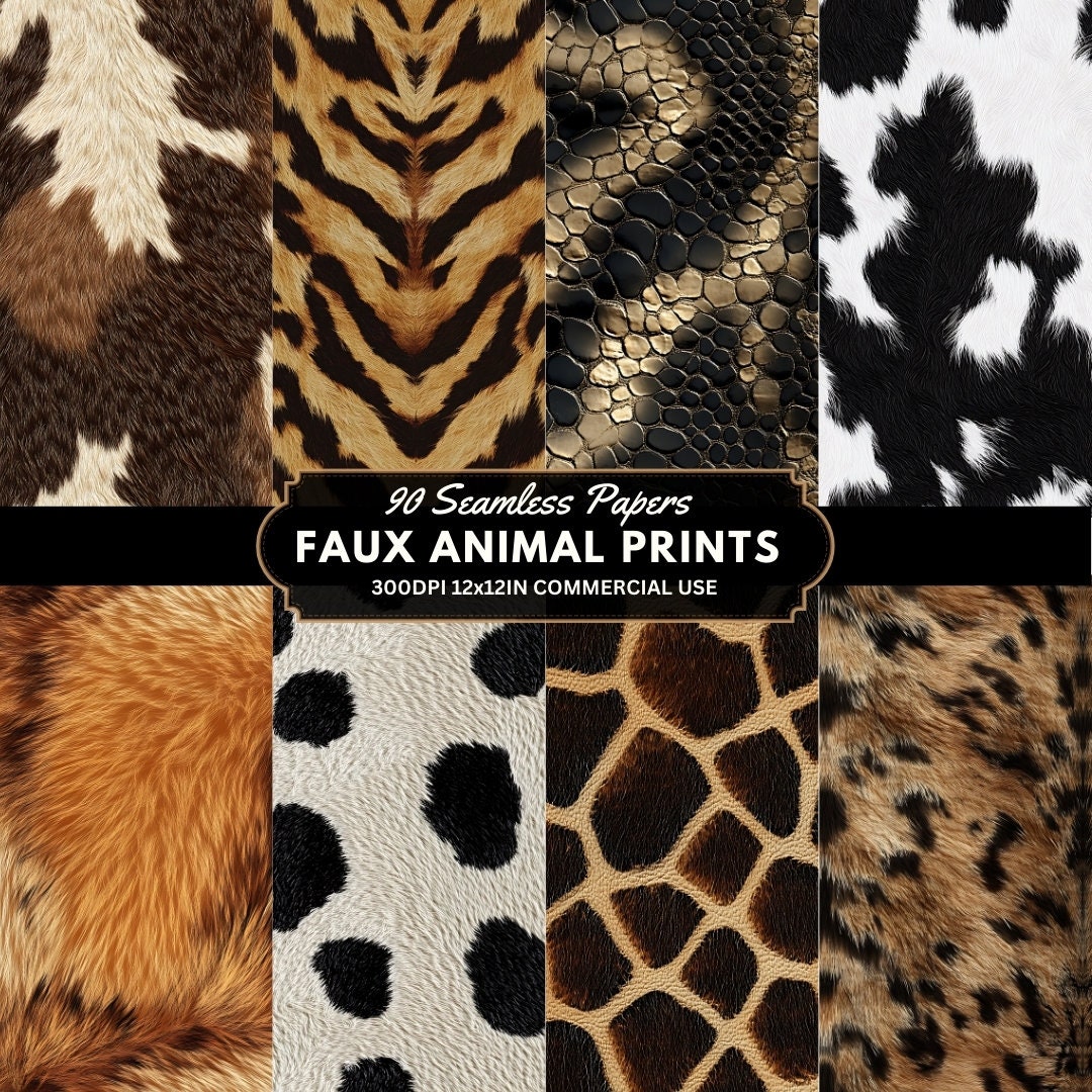 Seamless Animal Print Digital Paper: Fabric & Scrapbook Backgrounds (Digital Download, Commercial Use)