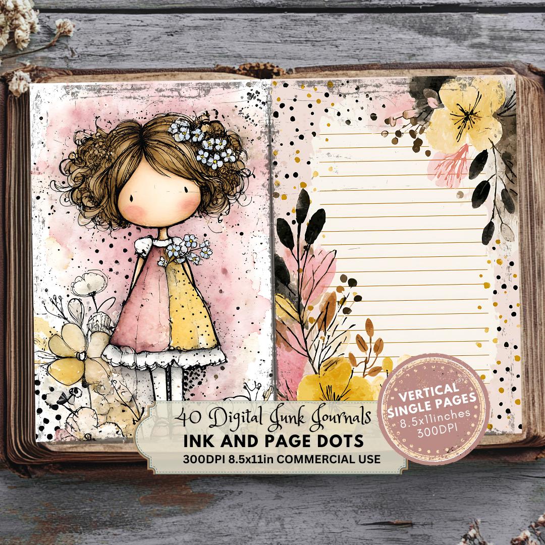 Girls in Garden Junk Journal: Ink and Page Printable Ephemera