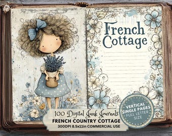 French Country Cottage Junk Journal: Vintage Floral Ephemera (Digital Download, Full Letter Size)