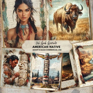 Pagine di diario spazzatura degli indiani nativi americani / Ephemera di diario di viaggio spazzatura / Carta per album stampabile / Download digitale / Popoli indigeni