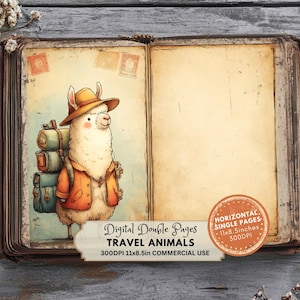 Kit de carnet de voyage, Animaux du voyage, Explorateurs, Camping, Pages éphémères imprimables, Fournitures créatives pour l'aventure dans la nature, Scrapbooking aventure