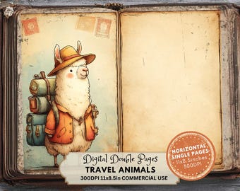 Travel Junk Journal Kit: Animal Explorers Ephemera (Digital Download)