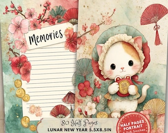 Half Pages for Chinese Lunar New Year : Asian Ephemera (Digital Download, HALF Page Size)