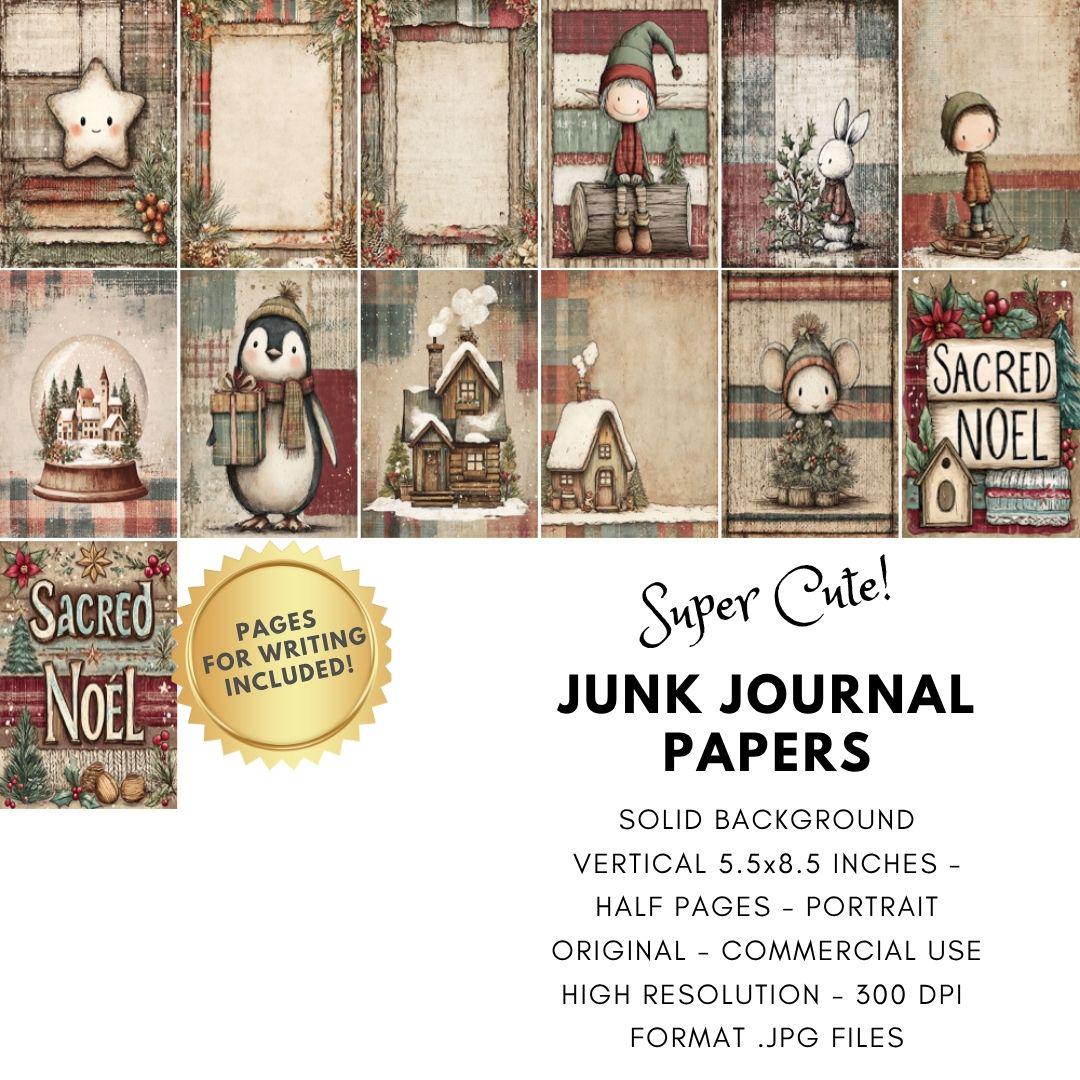 Tartan Christmas Half Pages Junk Journal Pages: Holiday Vintage ...