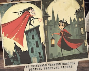 Printable Vampire Papers: Gothic Halloween Ephemera (Digital Download)