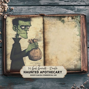 Haunted Apotheker Junk Journal Kit, Halloween druckbare Ephemera, Witchy, Horror Junk Journal, Gruselige Junk Journal, gruselig lustig druckbar