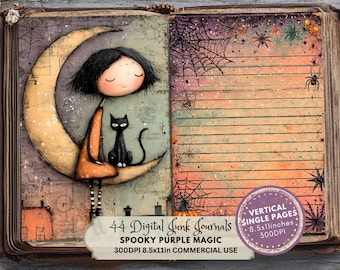 Gruseliges Halloween Junk Journal Ephemera: Gothic Scrapbook Labels (Digital druckbare JPGs)
