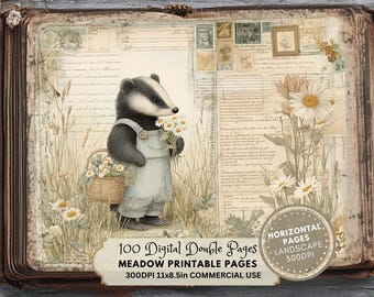 Meadow Printable Pages: Rustic Wildflowers Nature Theme (LANDSCAPE Version)
