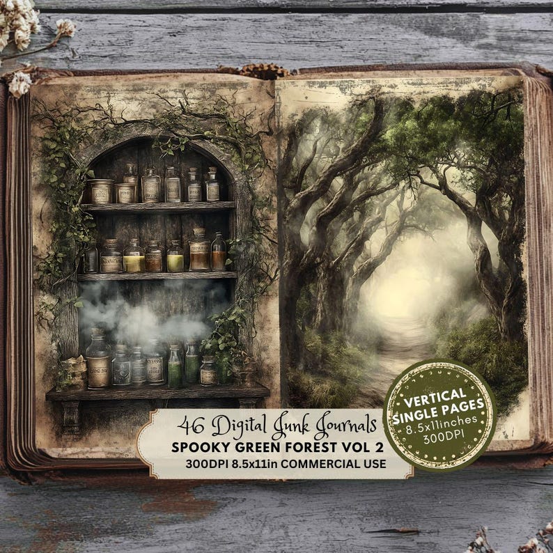 Enchanted Forest Junk Journal Pages: Spooky Gothic Woods (digital Paper ...
