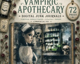 Witchcraft Junk Journal-pagina's: kortstondige gotische romantiek, duistere academische stijl (digitale download)