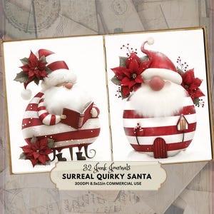 Surreal Santa Junk Journal Pages: Quirky Christmas Ephemera (Digital Download)