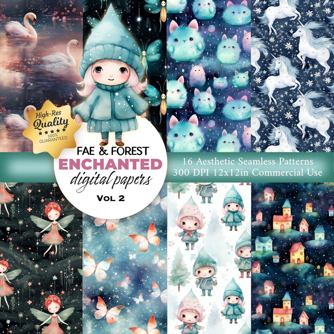 Fairy Forest Seamless Pattern: Magic Fantasy Digital Paper (12x12in) - Etsy