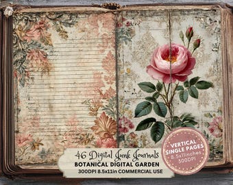 Vintage Botanical Junk Journal Kit, Flower Specimen Cards (Digital Printable)