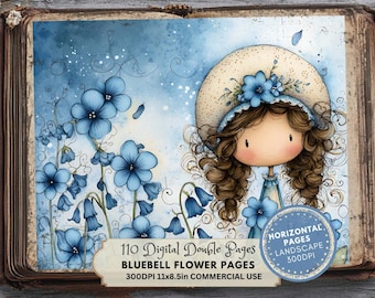 Bluebell Printable Pages: Floral Nature Blooms Ephemera (LANDSCAPE Version)