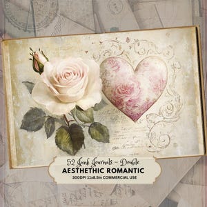 Vintage Valentine&#39;s Day Junk Journal Kit: Romantic Ephemera Pages (Digital Download)