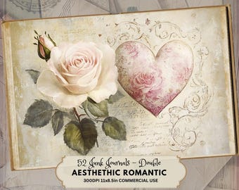 Vintage Valentinstag Junk Journal Kit: Romantische Ephemera Seiten (Digitaler Download)