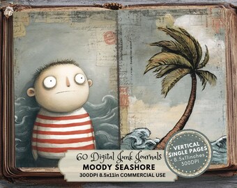 Seashore Junk Journal Kit, Beach Ephemera, Ocean Scrapbook (Digital Download)