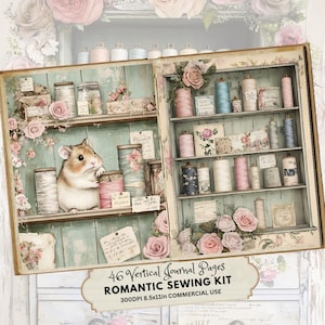 Vintage Nähen Junk Journal Kit - Druckbare Ephemera - Digitaler Download - Näherin Bastelbedarf - Nähen Thema Printable Junk Journal
