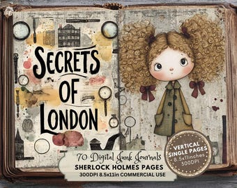 Sherlock Holmes Junk Journal Pages: Vintage Detective Ephemera & Mystery Scrapbook Kit (Digital Download)