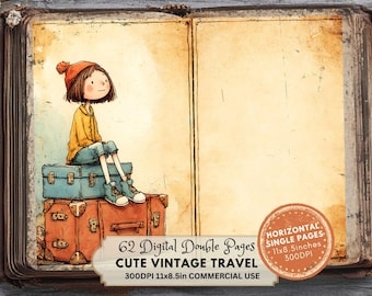 Vintage Travel Journal Kit: Printable Scrapbook Pages (Digital Download)