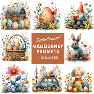 Midjourney Prompt for Spring Easter Watercolor, Spring Easter Clipart, AI Art, Best Midjourney Prompts, Digital Download, Commercial Use