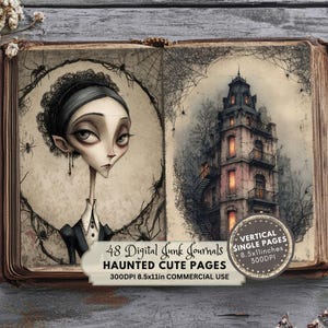 Aesthetic Journaling Vampire Digital Style, Cute Gothic Junk Journaling Supplies, Gothic Clipart for Crafting Projects, Spooky Halloween