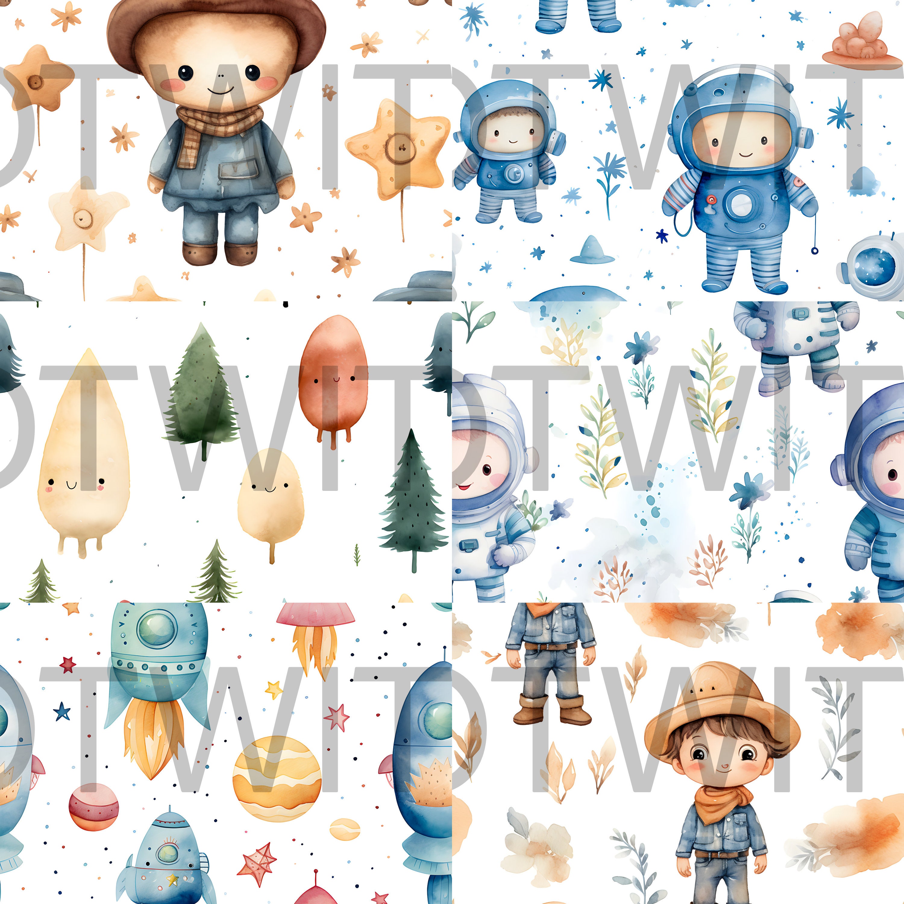 20 Baby Boy Nursery Room Printable Paper Seamless Pattern - Etsy