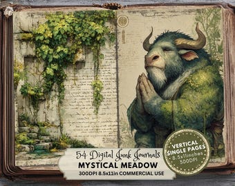 Mystical Meadow Junk Journal Kit: Magical Earth Day Ephemera, Chic Style Pages (Digital Download)