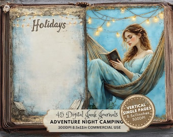 Camping Junk Journal Kit: Nature Adventure Scrapbook Printable Pages (Digital Download)