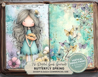 Butterfly Junk Journal Pages: Fantasy Meadow Ephemera (Digital Download)