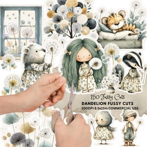 Dandelion Fussy Cuts: Scrapbook Floral Ephemera (Digital Download, Full Letter Size)