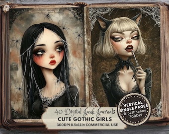 Gothic Doll Junk Journal Pages: Dark Fantasy Ephemera (Digital Paper)