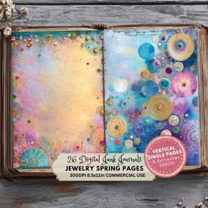 Spring Floral Pages, Cottage with blank page for scrapbooking