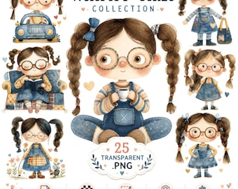 Whimsical Rag Doll Clipart PNG, Commercial Use (Digital Download)