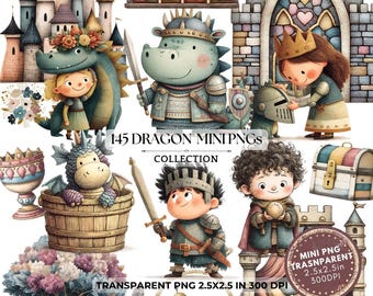 Dragon Medieval PNG Clipart: Middle Ages Clip Art Fantasy (Digital Download, 2.5x2.5 in)