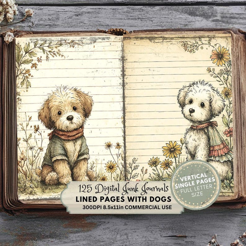 Journal Doogs Dog Printable Pages: Puppy Junk Journal Kit (digital Download, Full ...