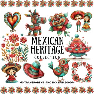Mexikanische Clipart PNG Digital Download, Tag der Toten, Dia de los Muertos, transparenter Hintergrund, mexikanische Blumen, Fiesta Mexicana, Mexiko
