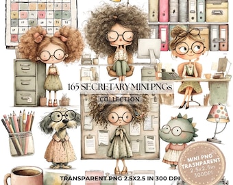Clipart de profesor/a: Día de la Secretaria (Descarga digital, 6,35 x 6,35 cm)