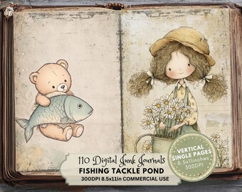 Fishing Junk Journal Kit: Nature and Fish Ephemera Printable Pages (Digital Download)