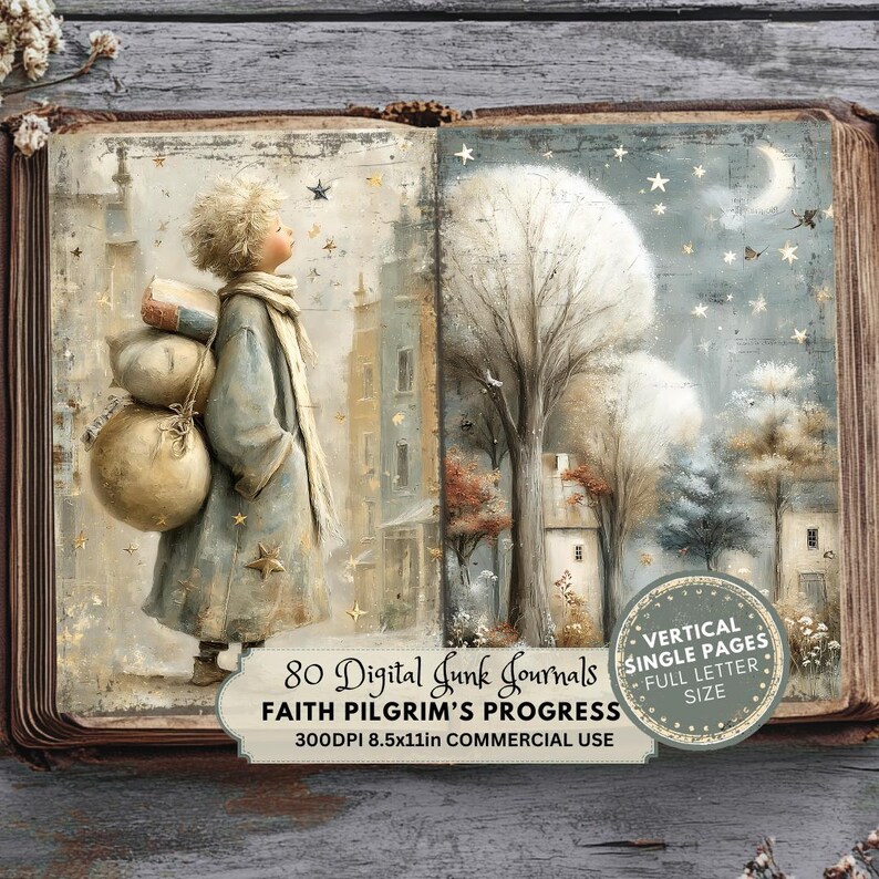 Religious Junk Journal Kit: Vintage Spiritual Ephemera the Pilgrim’s Progress Inspired (digital ...