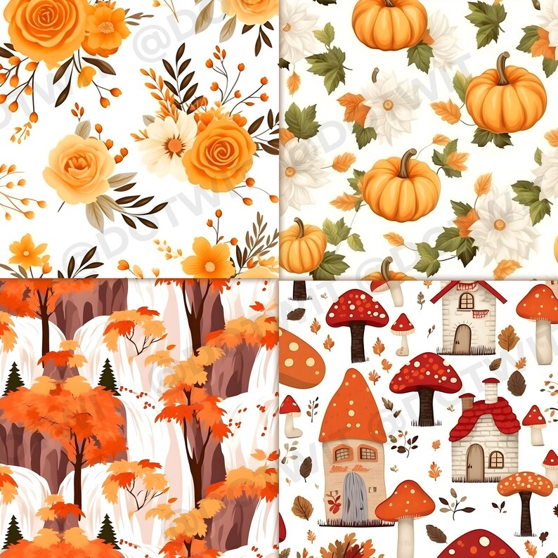 Autumn Animal Seamless Paper, Fall Patterns (Digital Download) image 3