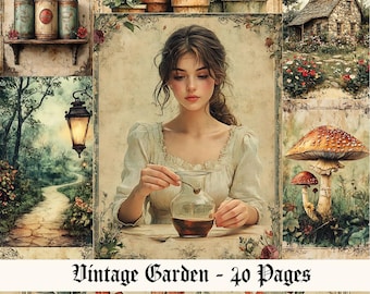 Cottage Garden Junk Journal Kit: Vintage Floral Ephemera (Digital Download)