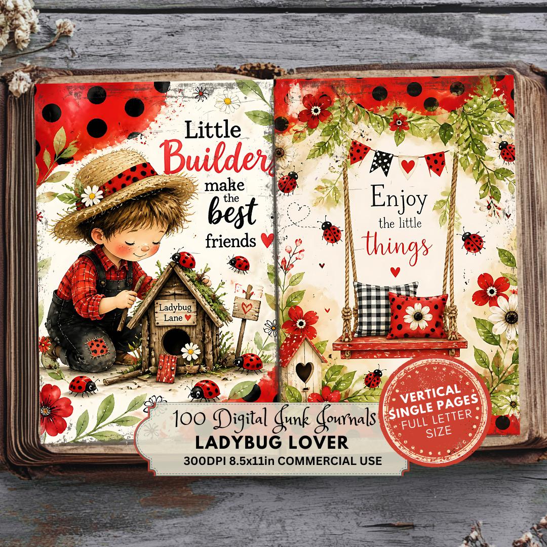Ladybug Junk Journal, Vintage Printable Kit, Ephemera, Scrapbook Pages ...
