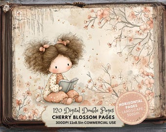 Cherry Blossom Pages: Floral Spring Kit Ephemera (LANDSCAPE Version)