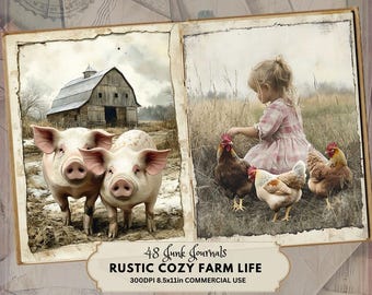 Farm Life Junk Journal Pages: Vintage Rustic Scrapbooking (Digital Download)