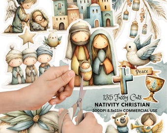 Nativity Fussy Cuts: Christian Religious Christmas Ephemera (Digital Download, Letter Full Size)