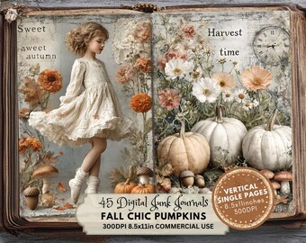Fall Junk Journal Kit: Printable Autumn Ephemera, Chic Style Pages (Digital Download)