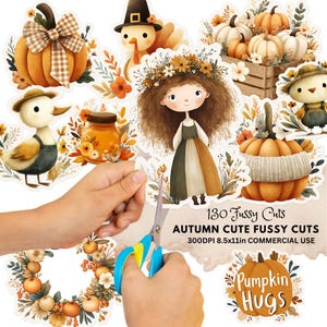 Autumn fussy Cuts: afdrukbare herfstscrapbooking, ephemera, Thanksgiving-stickers (digitale download)